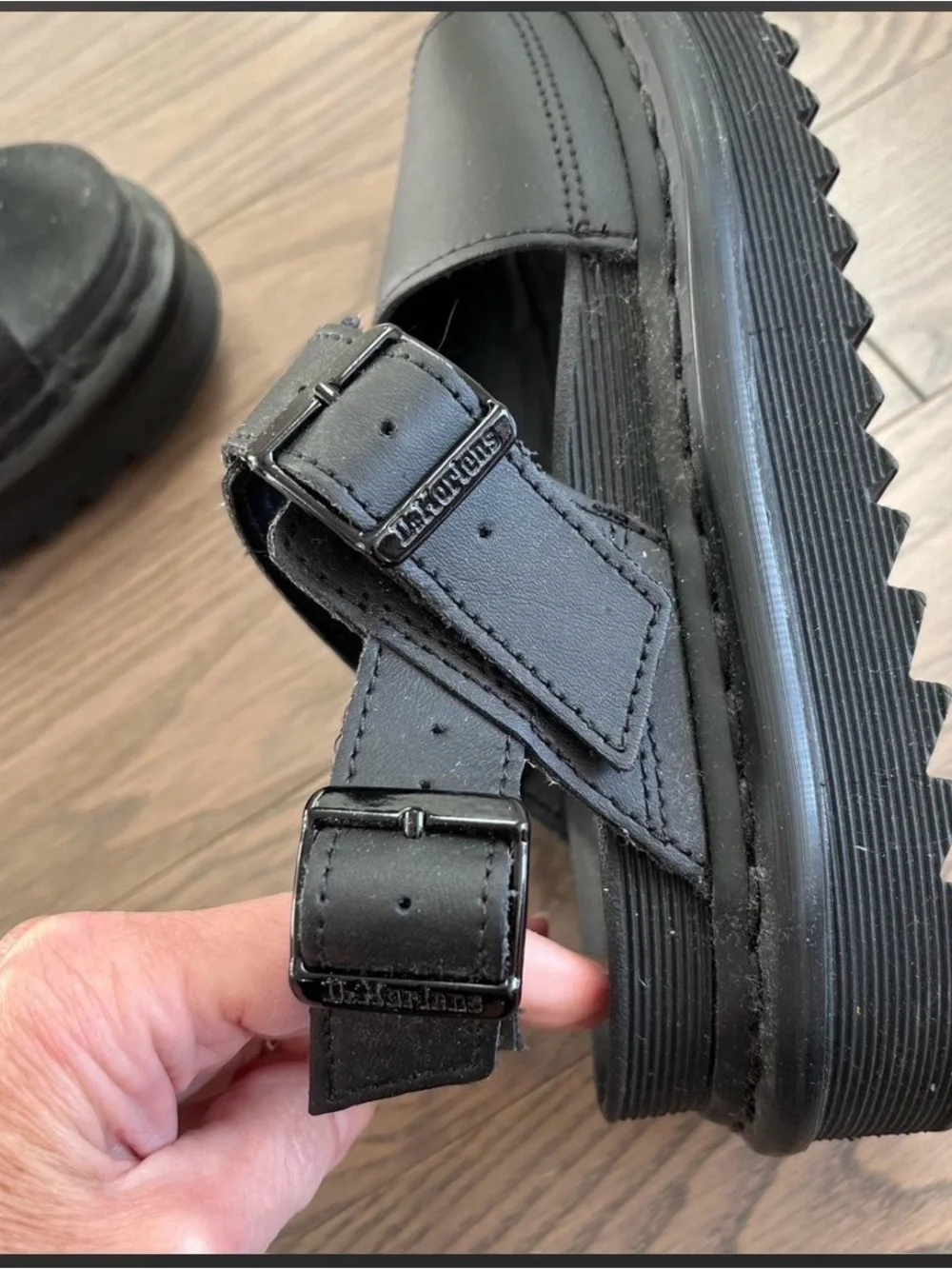 Dr. Martens Black Platform Strap Sandals